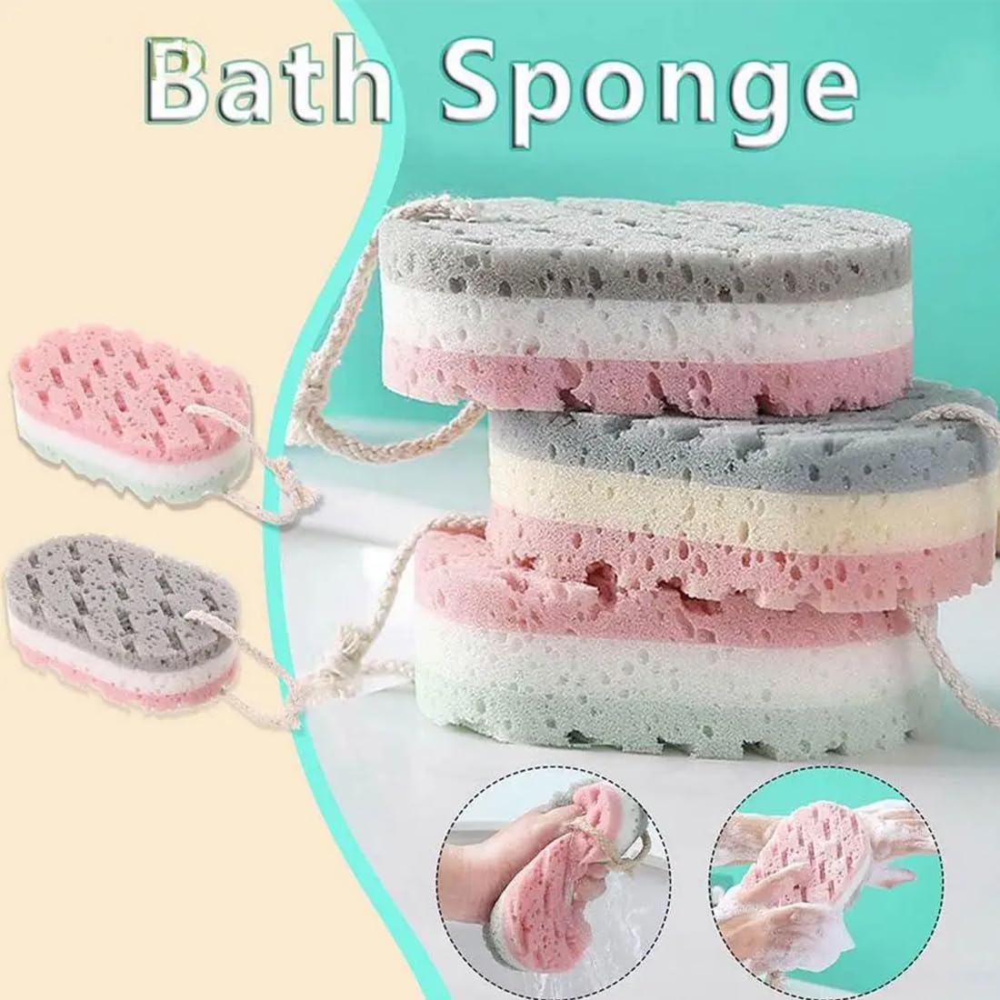 2 pezzi Spugna da bagno per donna spugna per il corpo in luffa spugna per doccia esfoliante profonda spugna per la pulizia della pelle, articoli da toeletta, adatti per uomini e donne