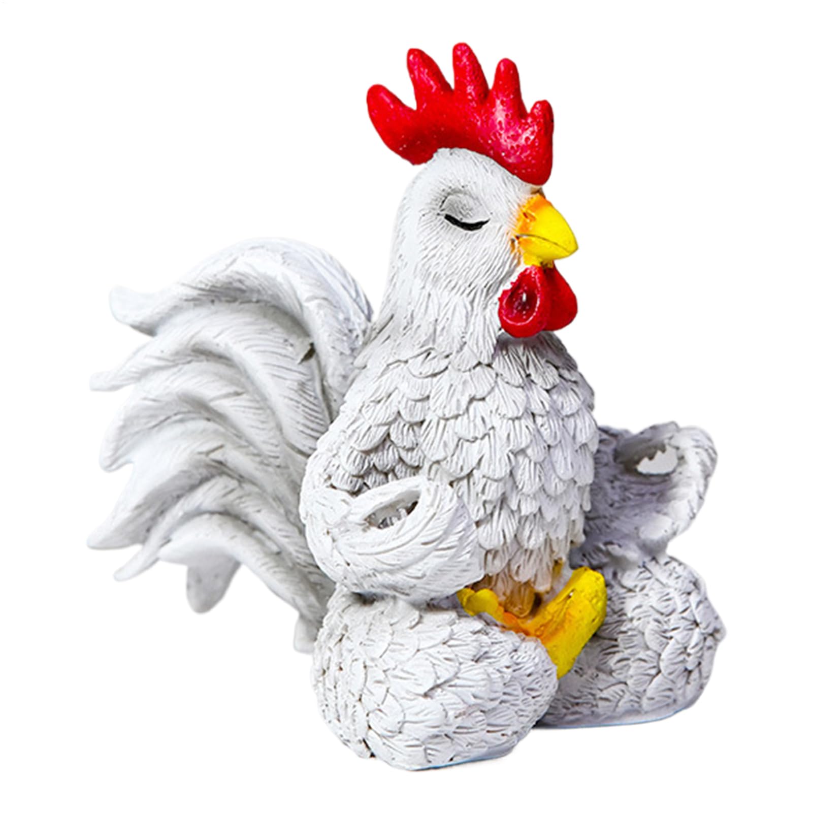 Figurine de poulet de méditation drôle pour centres de table