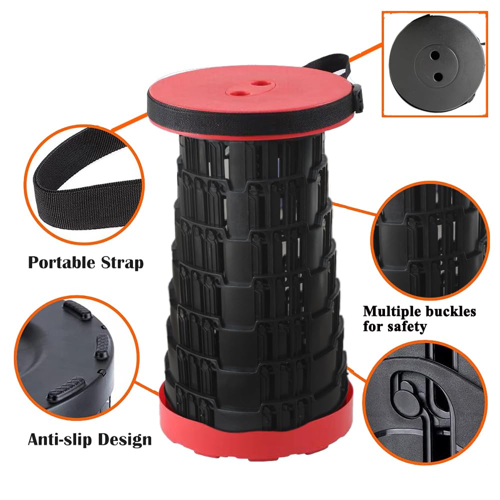 Upgraded Folding Camp Chair and Stool - Portable, Collapsible Seat or Foot Rest for Outdoor Fishing, Hiking, Gardening, Travel, BBQ - Max 400lbs (Black)