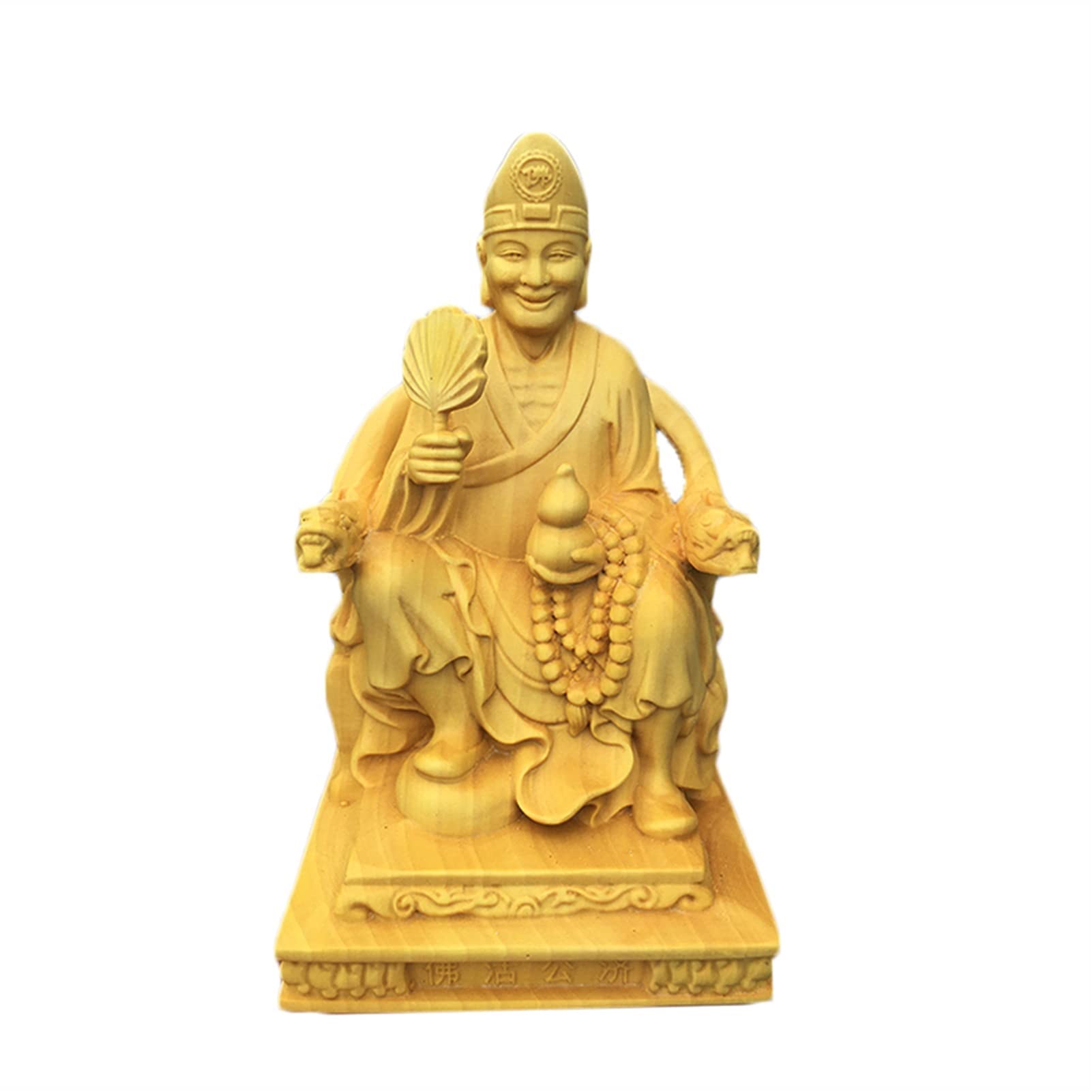 SBCGFY Creative Design Jigong Sculpture Monk Wood Carving Sitting Buddha Buddha Statue Feng Shui Home Decoration Indoor Statue