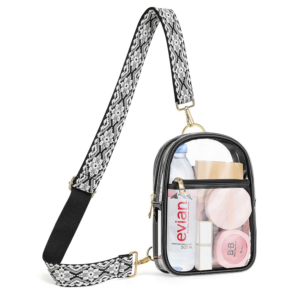 MoKo Clear Bag Stadium Approved - Multi Pockets Clear Sling Purse Crossbody Bag with Adjustable Shoulder Strap