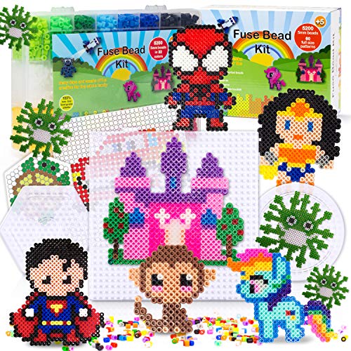 5200 Fuse Bead Set for Kids 5mm 22 Colors 80 Full Size Patterns