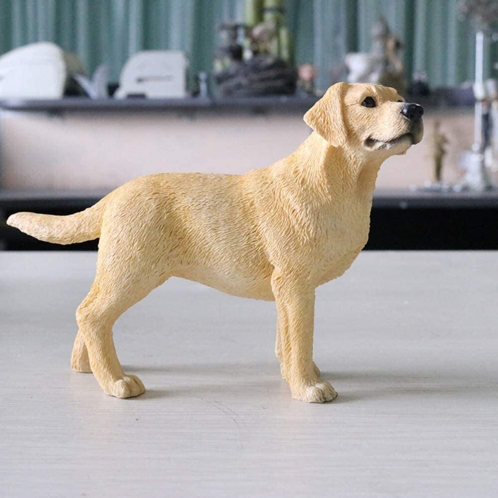 Figurka Ogrodowa,Stół barowy Figurka Dekoracja ogrodowa do rzeźby, Labrador Retriever Symulacja Model psa Samochód Rzemiosło żywiczne Dekoracja Żółty Pozycja stojąca Dekoracje ogrodowe Posąg