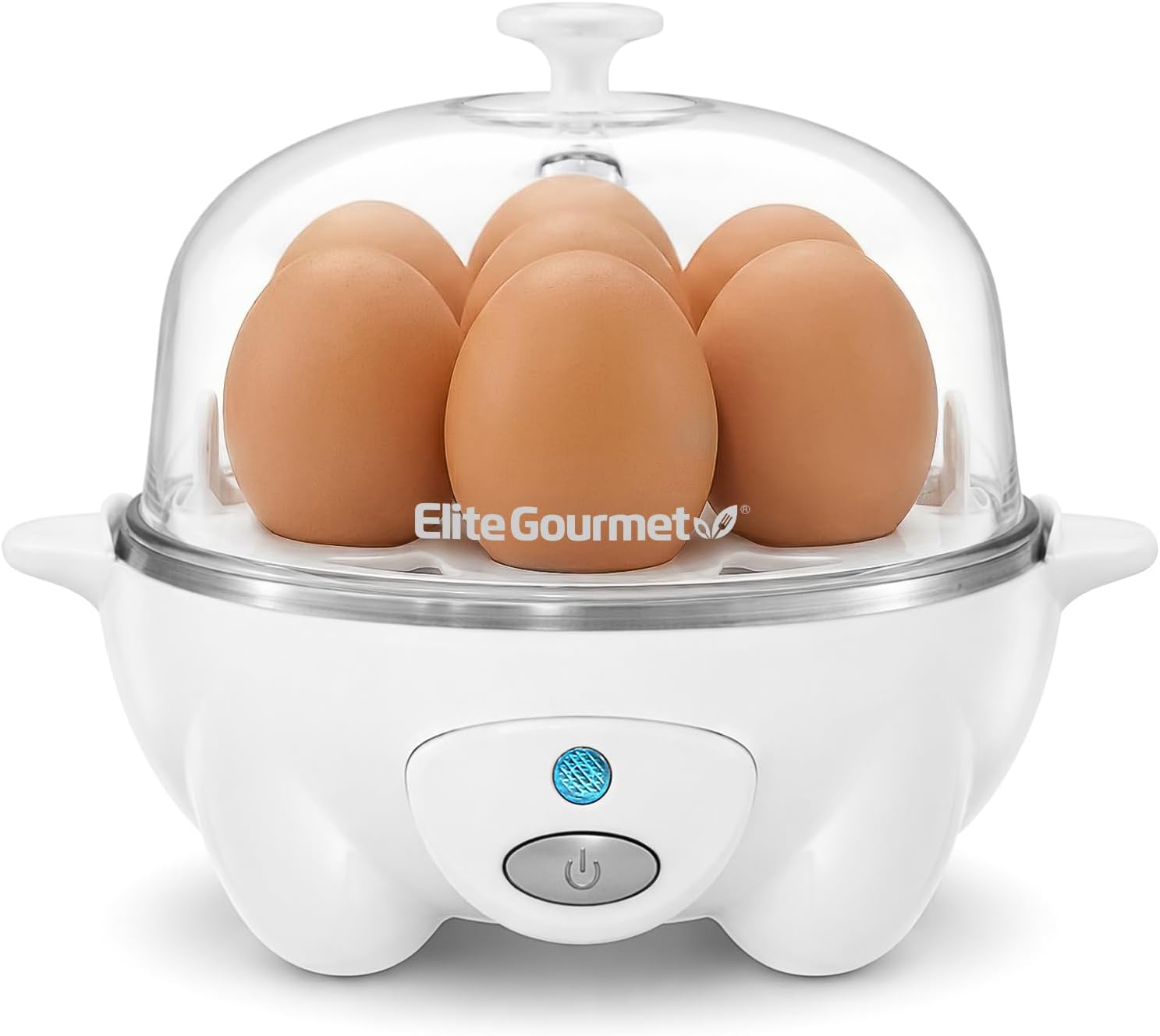 EGC-007## Rapid Egg Cooker, 7 Easy-To-Peel, Hard, Medium, Soft Boiled Eggs, Poacher, Omelet Maker, Auto Shut-Off, Alarm, 16-Recipe Booklet, White