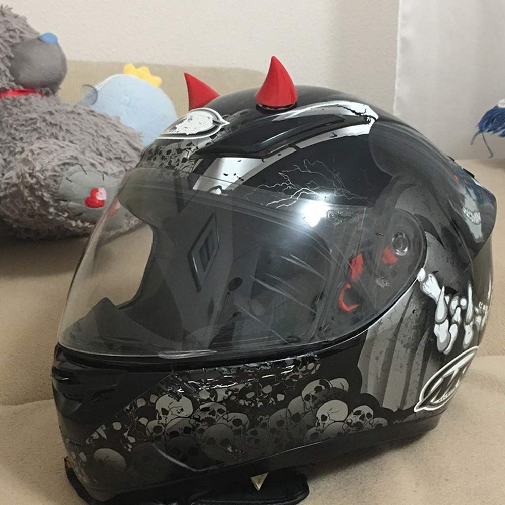 2 Pièces Corne Casque Moto Avec Ventouse - Décoration Démon Unique Et Amovible