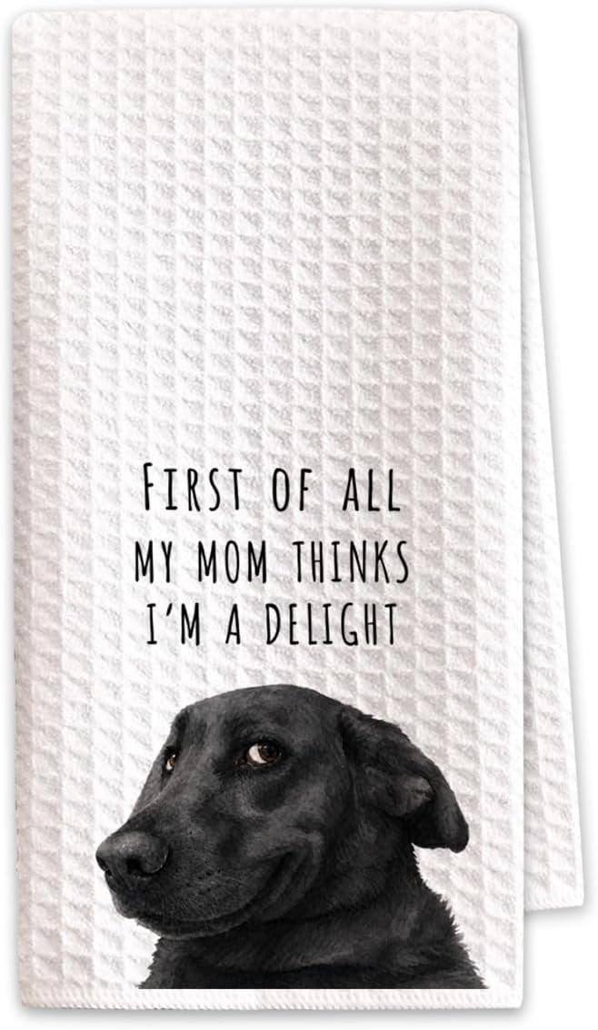 Black Lab Mom Kitchen Towel, Funny Labrador Gift for Women