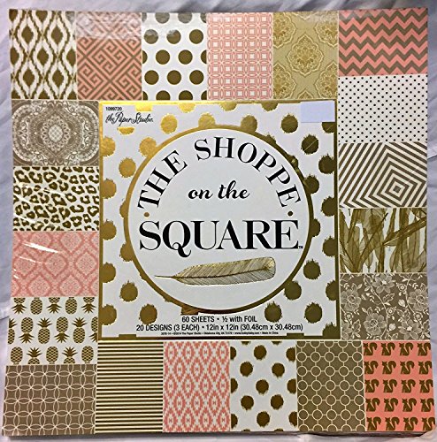 Shoppes on the Square 12x12 Cardstock Scrapbooking Paper Pad, Gold Foil, Embossed