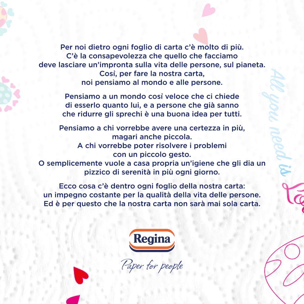 Paquete de 30 rollos de papel de cocina con diseño de reina de corazones. 50 hojas por rollo. Gran absorción, grueso y resistente. Papel 100% certificado FSC®.
