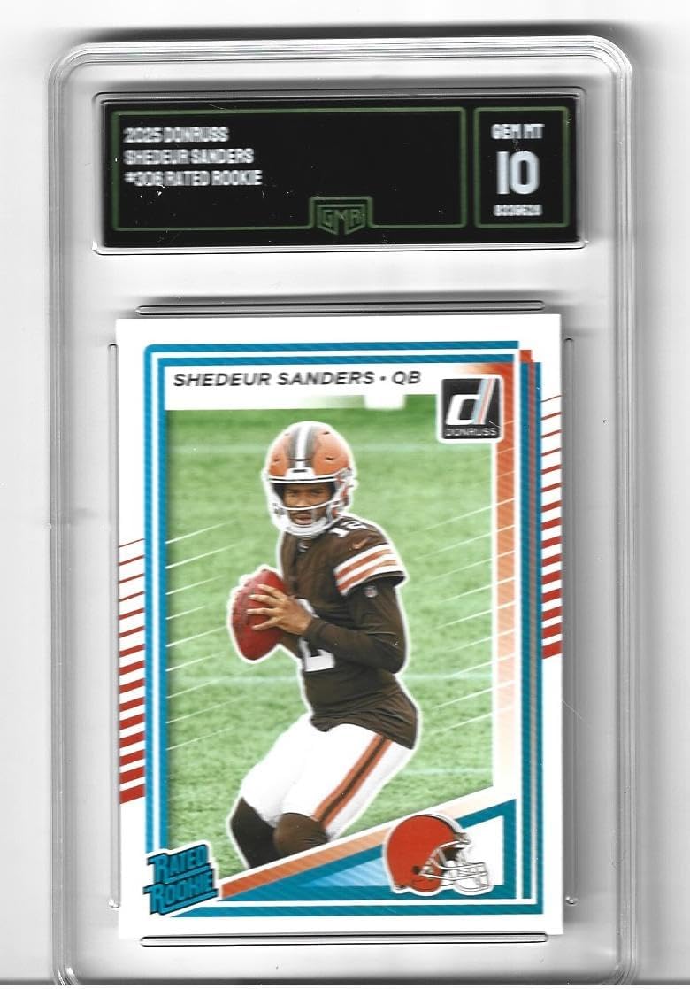 Graded Gem Mint 10 Shedeur Sanders Football Rookie Card 2025 Donruss Rated #306 Browns Young Star Starting Quarterback