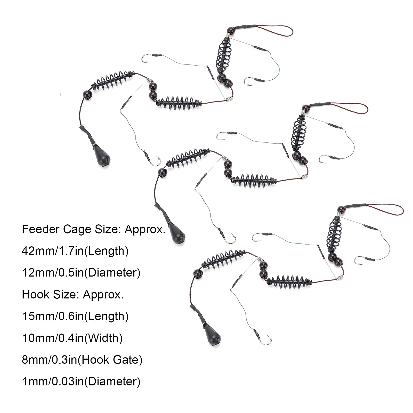 Fishing Hooks Cage Set Robust Feather Fodder for Several Hooks Washbasin Trap for Outdoor Fishing 3 X Cord Contained (20g)