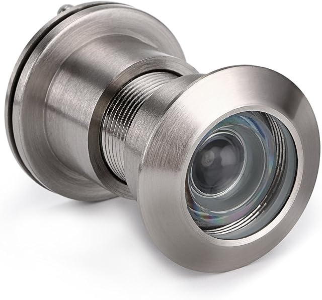 IGNPION Peephole Door Viewer 220-Degree Spy Hole with Privacy Cover for 42mm to 55mm Doors, Brushed Chrome Finish (Silver)