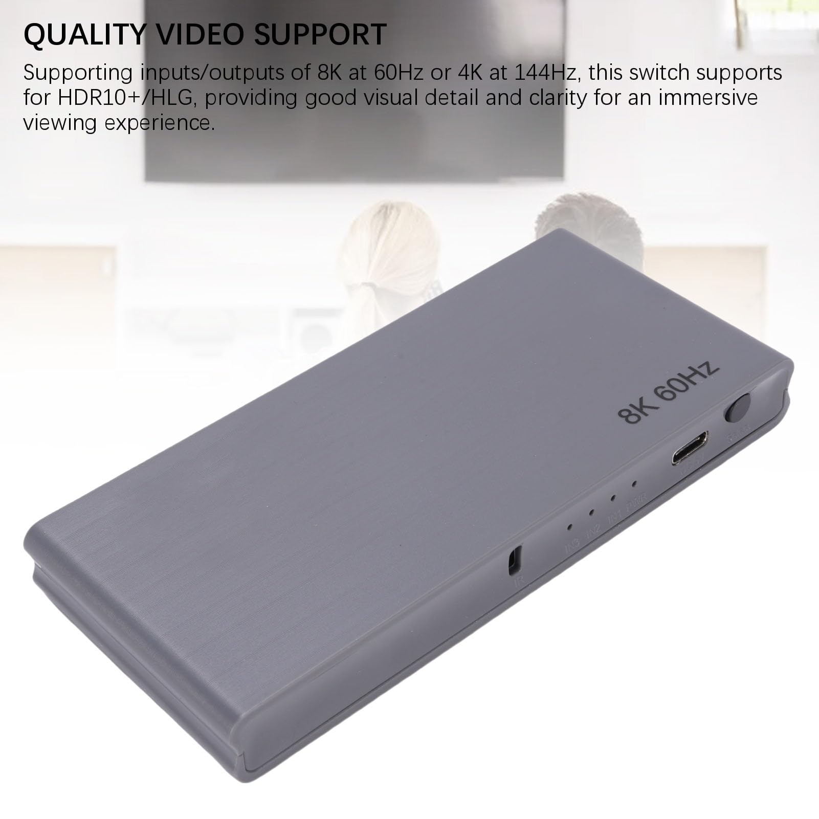 3x1 8K HDMI switcher 3 in 1 Out, 8K 60Hz 4K 144Hz HDMI 2.1 Switcher mit Fernbedienung, 40 Gbit/S UHD, HDR10+, Auto Switching für Stick für Blu-ray Spieler (EU-Stecker)