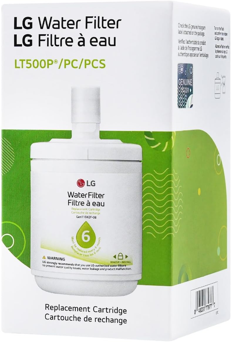 LG LT500P - 6 Month / 500 Gallon Capacity Replacement Refrigerator Water Filter (NSF42 ADQ72910911 , White