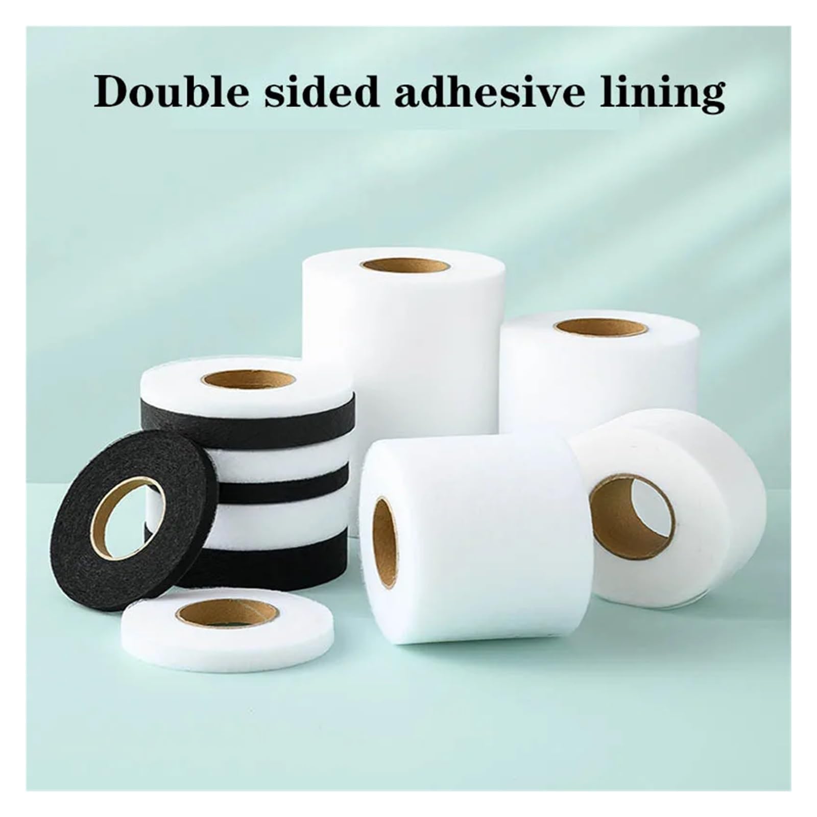 Säumband Bügelband zum Bügeln, 70 Yards schwarz weiß doppelseitiges Interlining-Klebeband for Stoff, Kleidung, for Aufbügeln, DIY, Nähen, Patchwork, Zubehör, Saumband(Black,2cm Wide)