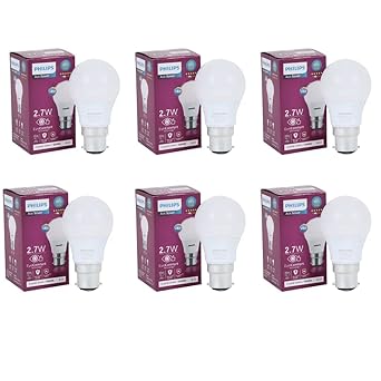 PHILIPS Base B22 3Watt LED Bulb (Cool Day Light, Pack of 6)