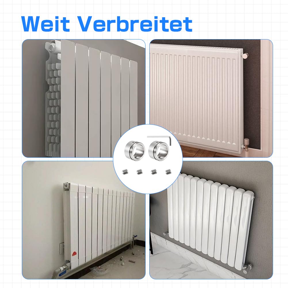 Adapter termostatu grzejnika do zaworów RA ze stali nierdzewnej (2 sztuki) - w zestawie śruby i klucz imbusowy - kompatybilny z Danfoss RA (20-23 mm) na M30 x 1,5 do głowic termostatu