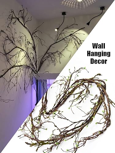 Miniatura 4 de 300cm118in colgante de pared artificial de cerezo ramas tronco flexible ramitas ratán liana plantas falsas para el hogar, boda, jardín, habitación,