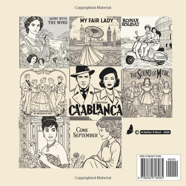 Movie Magic: A Classic Movie Poster Coloring Book for Adults - Vintage Hollywood-Inspired Designs for Relaxation and Nostalgia image 3