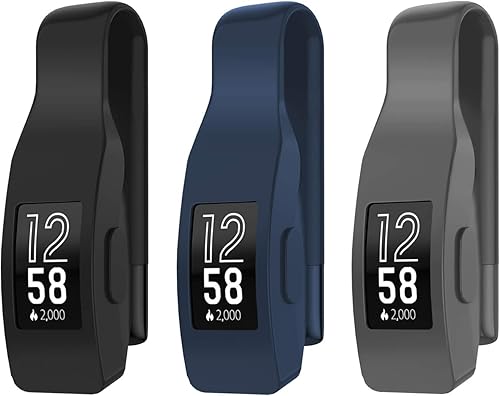 Paquete de 3 clips para Fitbit Inspire o Inspire HR, negro + azul medianoche + gris (no para Inspire 2)