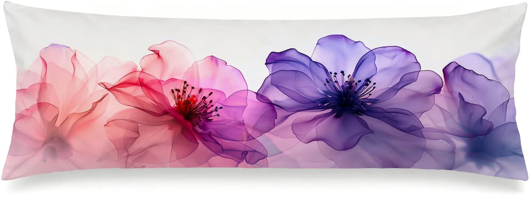Taie d'oreiller Longue 50x150 Velours Taie Oreiller Fleur Violet, m-367