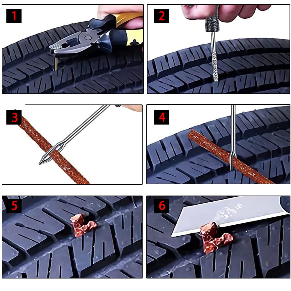 39 Pezzi Set Riparazione Pneumatici Auto Tubeless Kit Forature