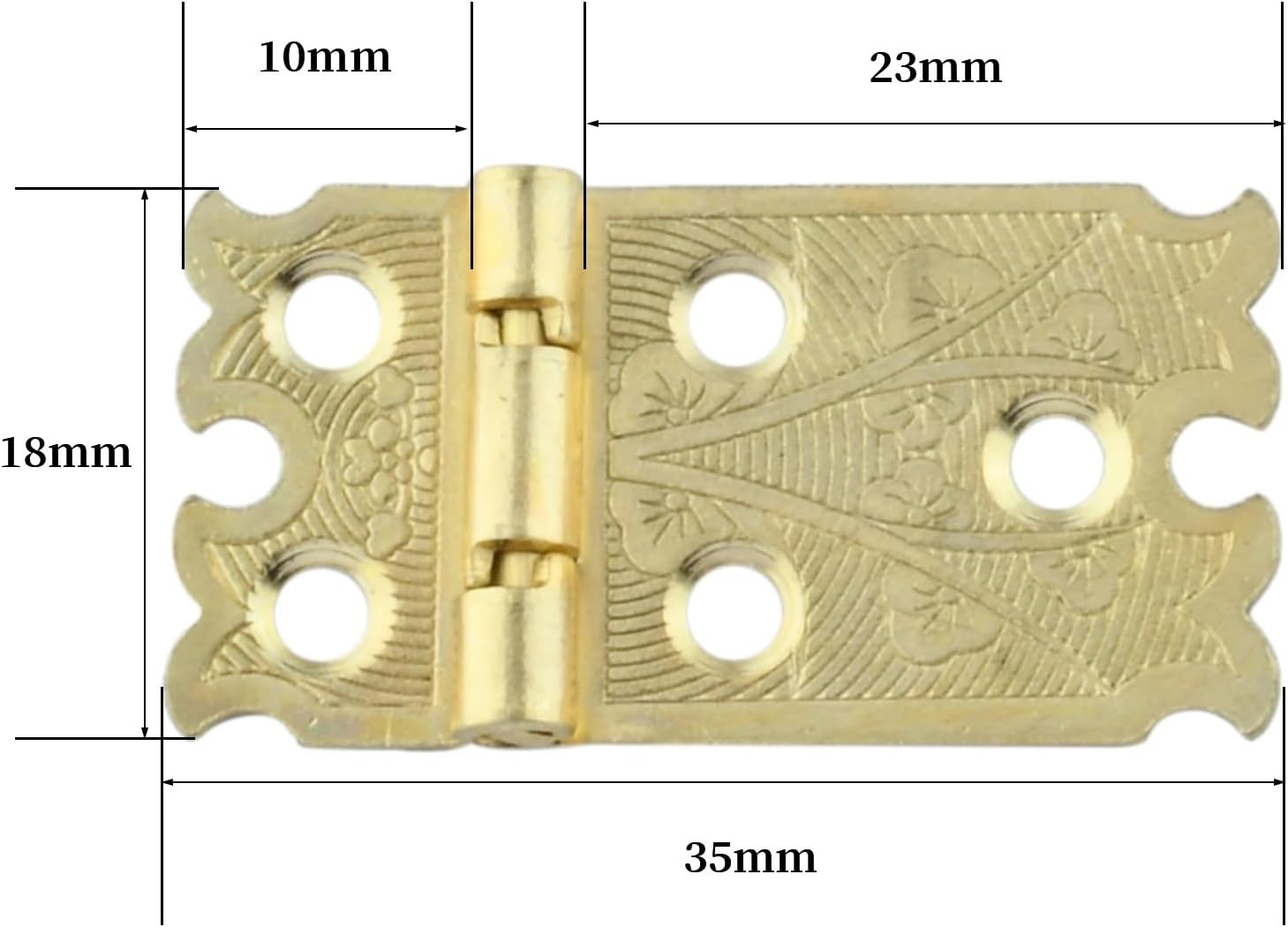 4Pcs Brass Flower Carved Hinge Decor Door Hinges Wooden Gift Jewelry Box Hinge Fittings for Furniture Hardware+Screw 35 * 18mm
