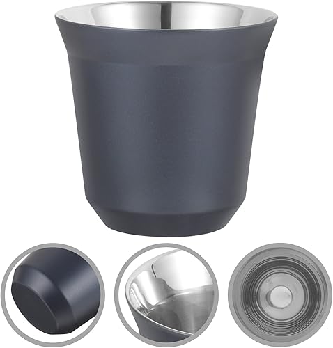 Miniatura 6 de BESTonZON Taza de café de metal para bebidas de acero inoxidable de doble capa, contenedor de vino aislado para café expreso, cerveza, capuchino,