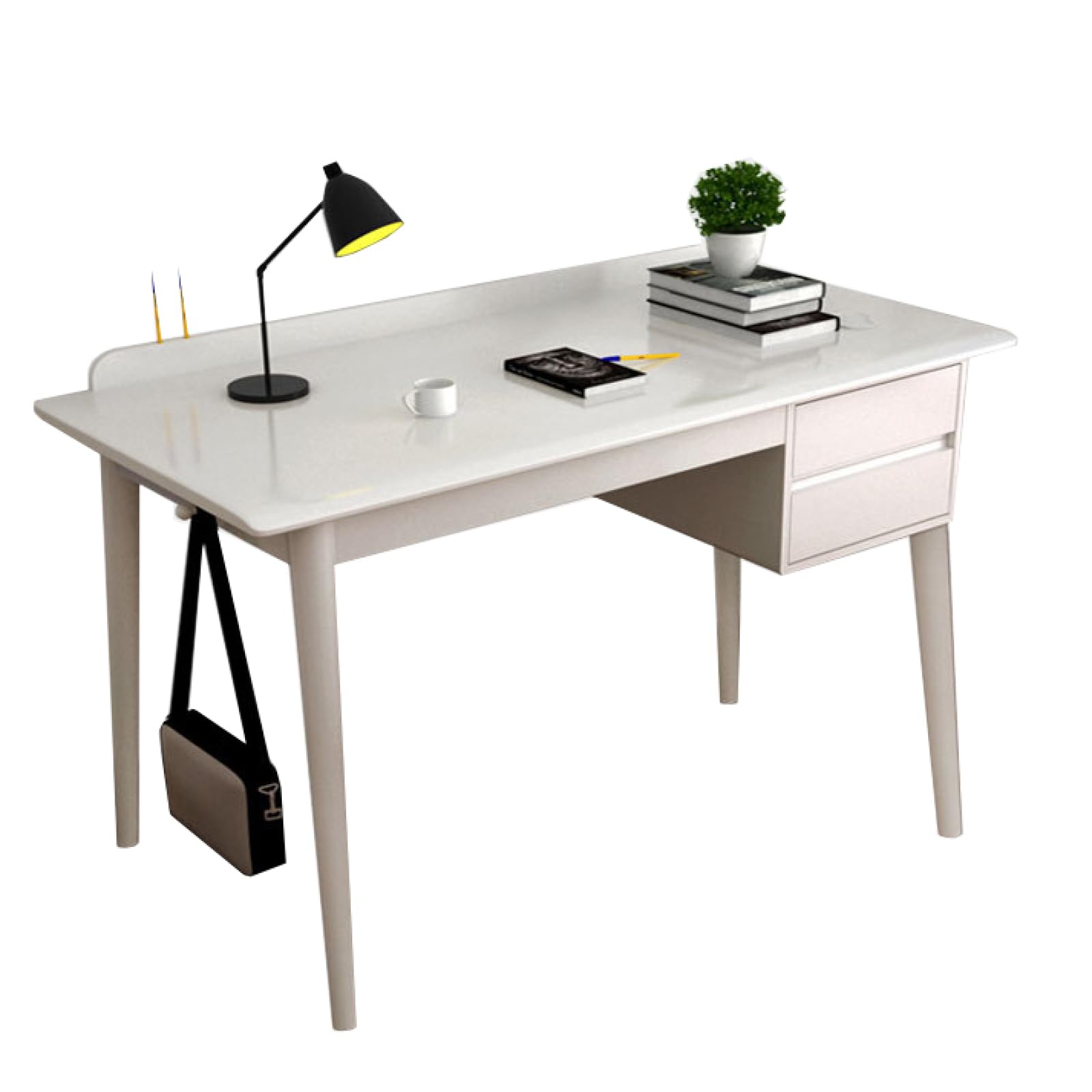 Amazon | 机、引き出し2つ付きデスク 木製デスク 書斎 ホームオフィス