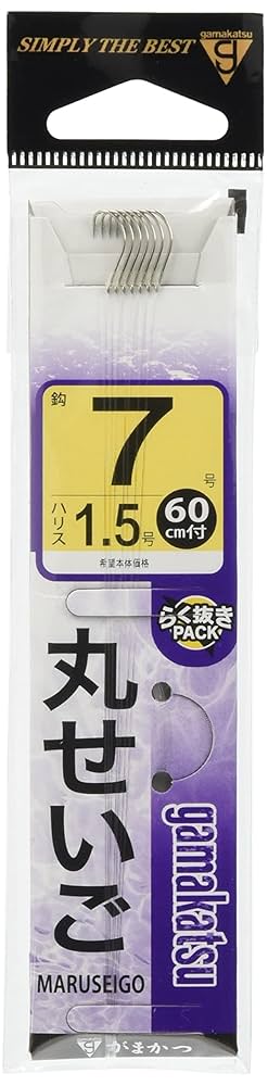 Amazon | がまかつ(Gamakatsu) 糸付 丸セイゴ 白 60cm 7号