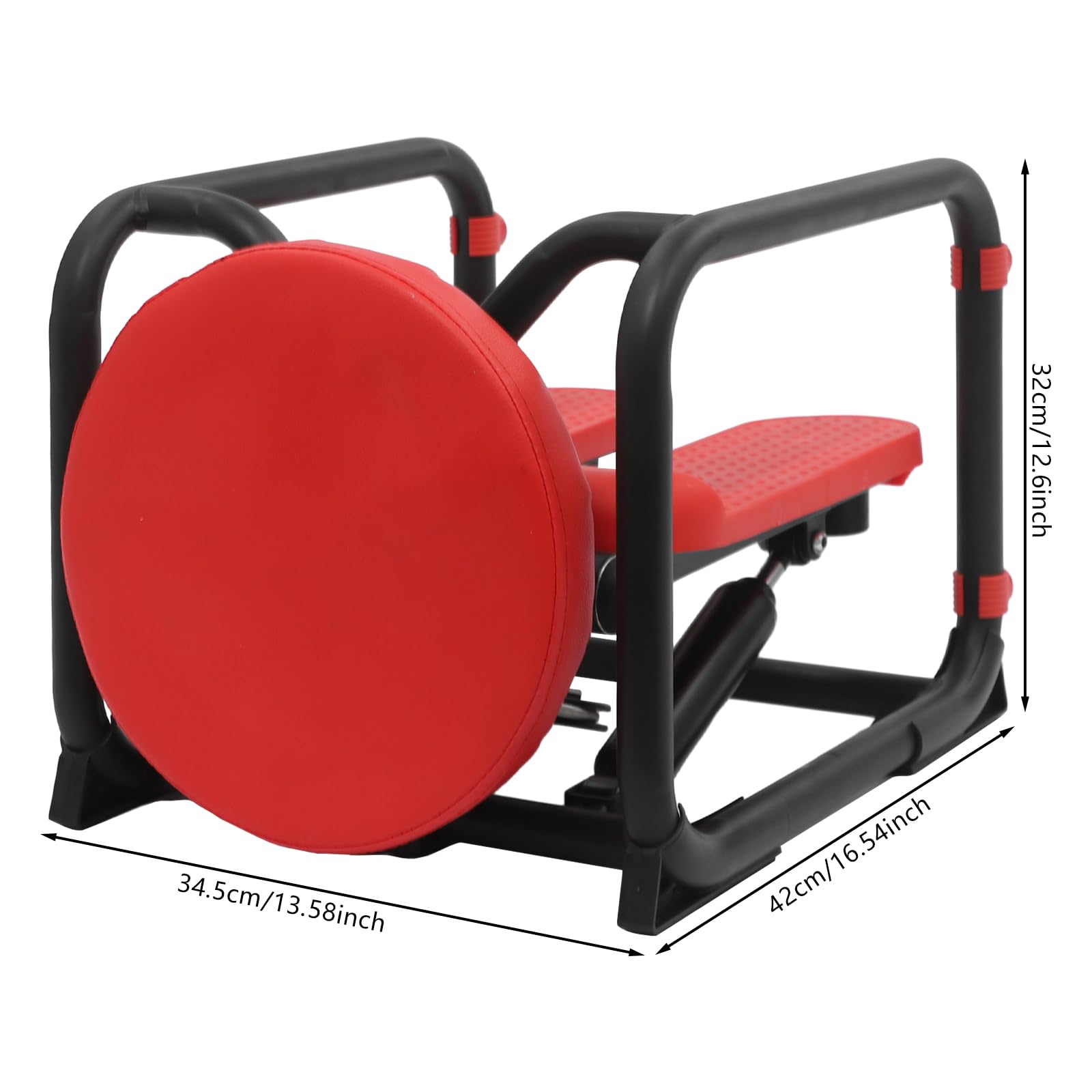 Stepper per casa, cyclette con display a LED e bande di resistenza, mini stepper idraulico per fitness fino a 100 kg, allenamento silenzioso per gambe per tutto il corpo, nero e rosso