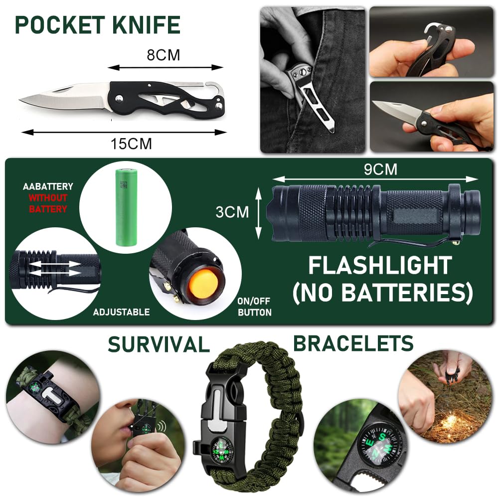 Kit de Supervivencia, Kit Supervivencia Auxilios Profesional Multifuncional 30 en 1 para Que Viajan, Hacen Senderismo y Acampa