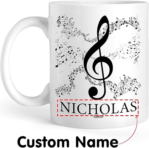 Miniatura 2 de Tazas de café personalizadas con nombre personalizado, tazas de cerámica blanca, taza de café de guitarra para amantes de la música, accesorios de
