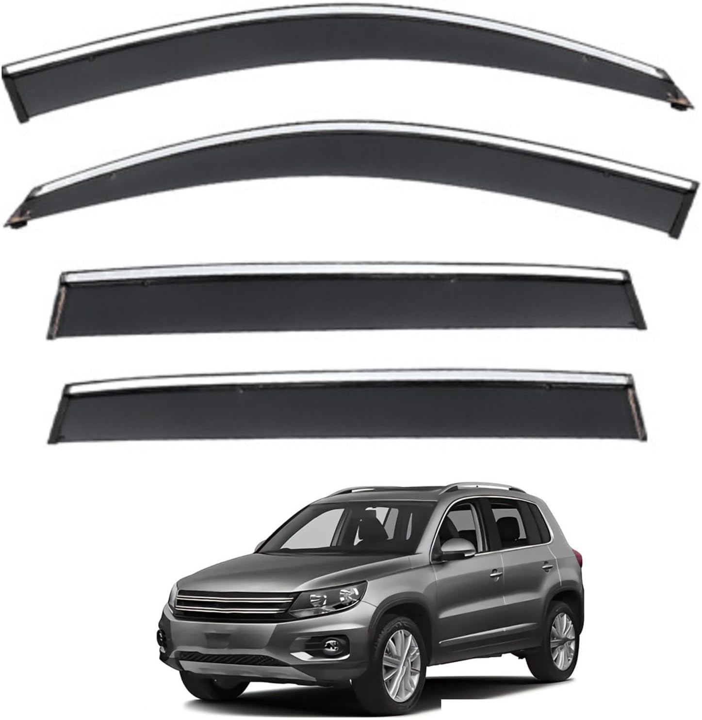 nwsplmy Wind Deflectors for Tiguan MK1-5N (Overseas Version) 2007-2015, Rain Guards Window Visors, 4-Piece, Protects Against Fading & Cracks
