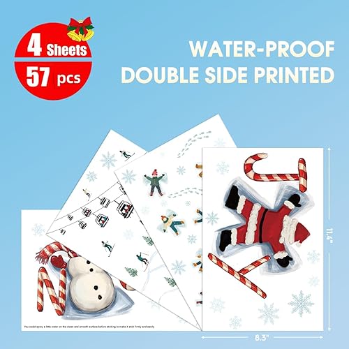 Miniatura 35 de Horaldaily 221 calcomanías de Navidad para ventana, bolas de Navidad, ramas de nieve para el hogar, suministros de fiesta, tienda, ventana