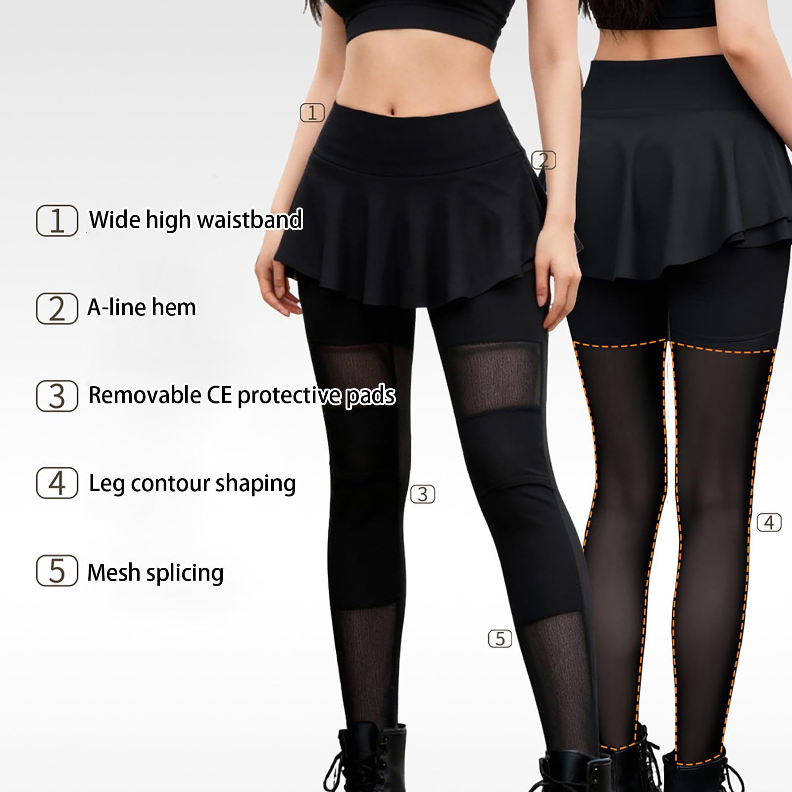 ARMAAN Leggings Protettivi da Moto Donna con Protezioni CE, Modello A Vita Alta con Gonna Integrata, Pantaloni E Traspiranti, per Ciclismo Spostamenti Quotidiani E Uso di Tutti I Giorni
