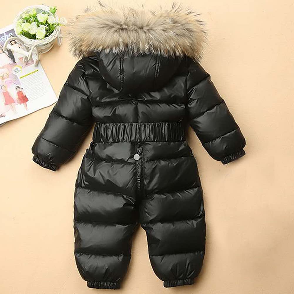 Traje de nieve para bebé/bebé, niño y niña, con capucha, Negro , 18 meses