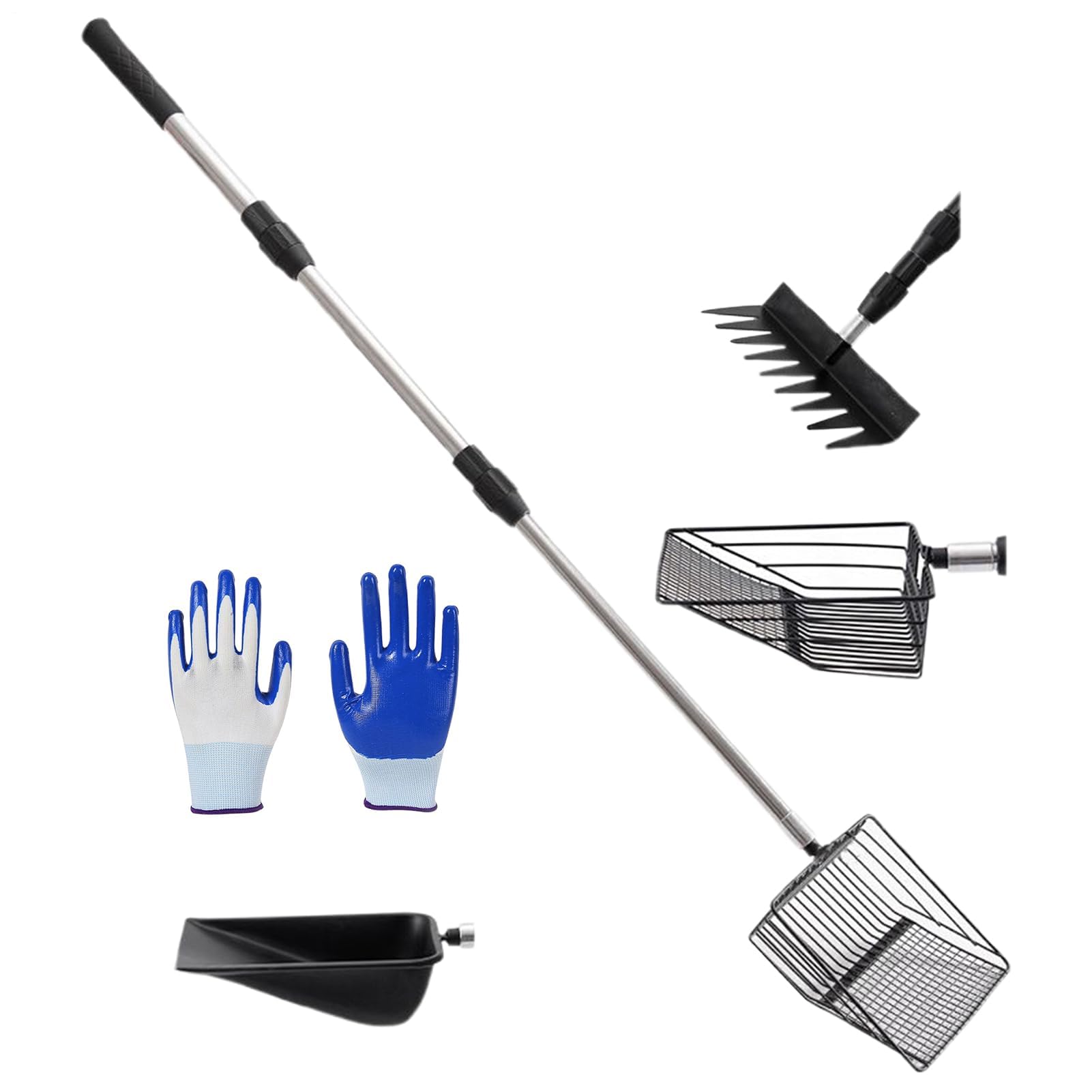 FDEFIRTFG Cat litter scoop, Multifunctional Ergonomic Tool with 4 Shovel Attachments for Litter, Poultry Keeping