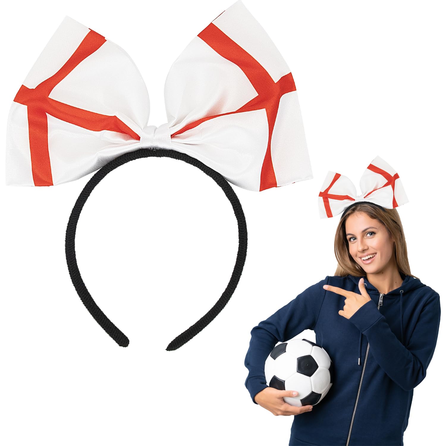 CHEERYMAGIC England Flag Headband, England Bow Hairband, St George Hair Accessory For Fancy Dress England Fan Support Football World Cup Costumes Royal Event 2026 Supplies A9HBSZFG