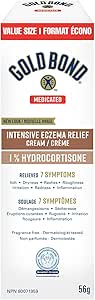 Gold Bond Medicated Intensive Eczema Relief 1% Hydrocortisone Cream, 56g Tube, Medicated Eczema Treatment With 5 Moisturizers to Relieve Itch, Rashes, Redness, Roughness, Irritation and Inflammation