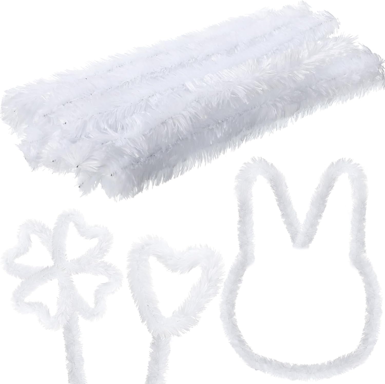 Hotop 30 Pcs White Pipe Cleaners Craft 30mm Jumbo Chunky