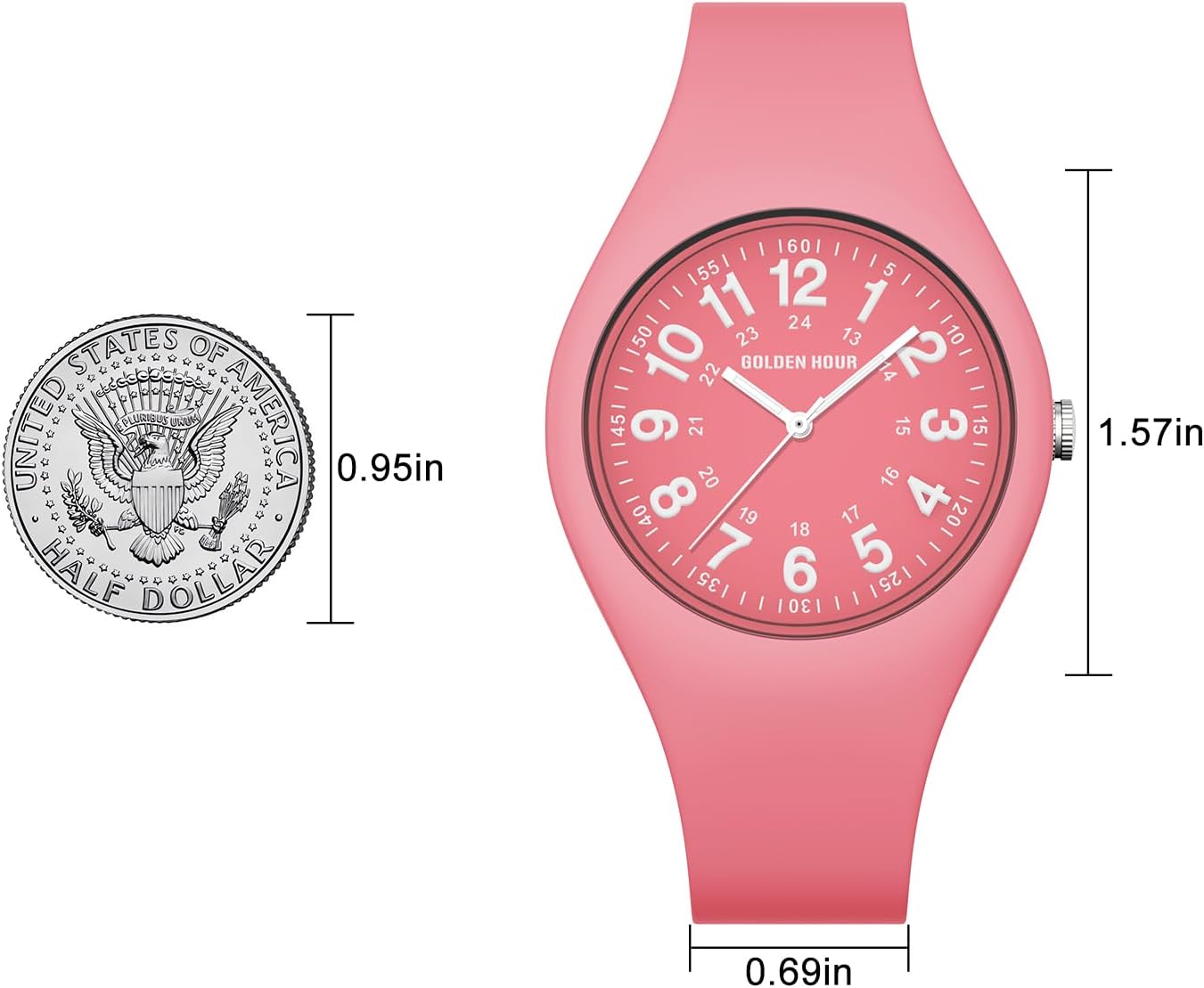 GOLDEN HOUR Waterproof Sports Analog Unisex Watches for Nurse Medical Professionals, Students - Military Time Glowing Easy to Read Dial, Jelly Silicone Strap - Image 4