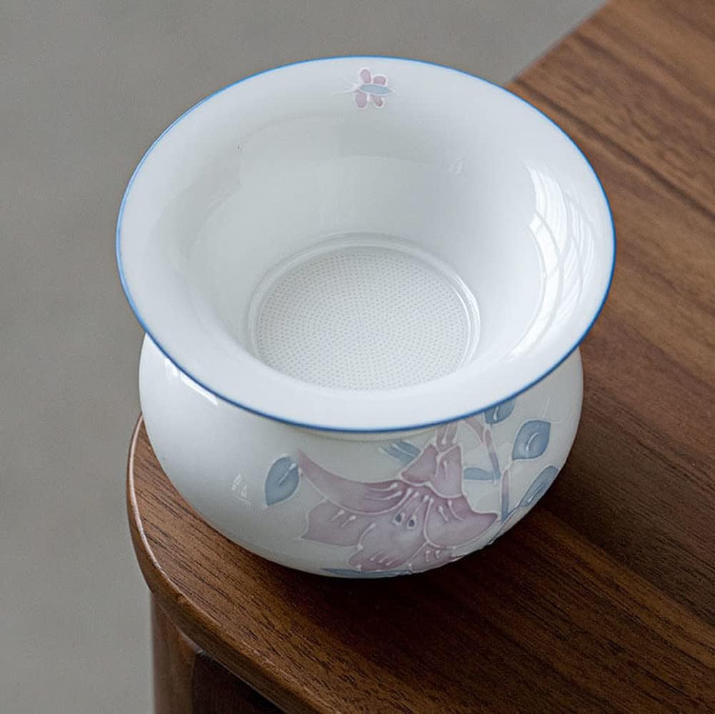 XIALON 3.5inch Chinese Handmade Ceramic Tea Strainer Tea Filter Kung Fu Tea Set Ceremony