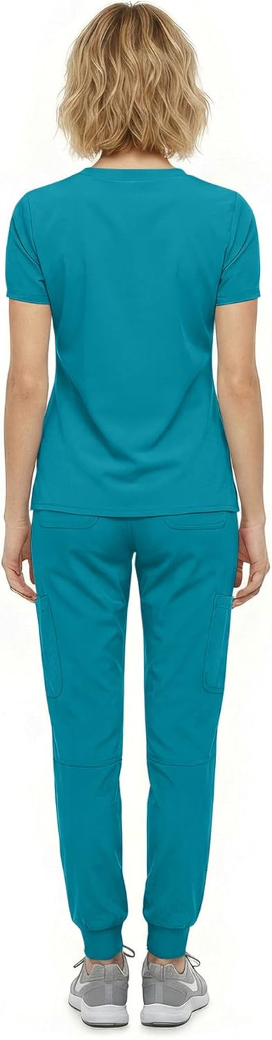 M&M SCRUBS Women’s Jogger Scrub Set – Stretch Medical Scrubs Uniform, V-Neck Scrub Top & Jogger Pants, 10 Pockets - Image 4