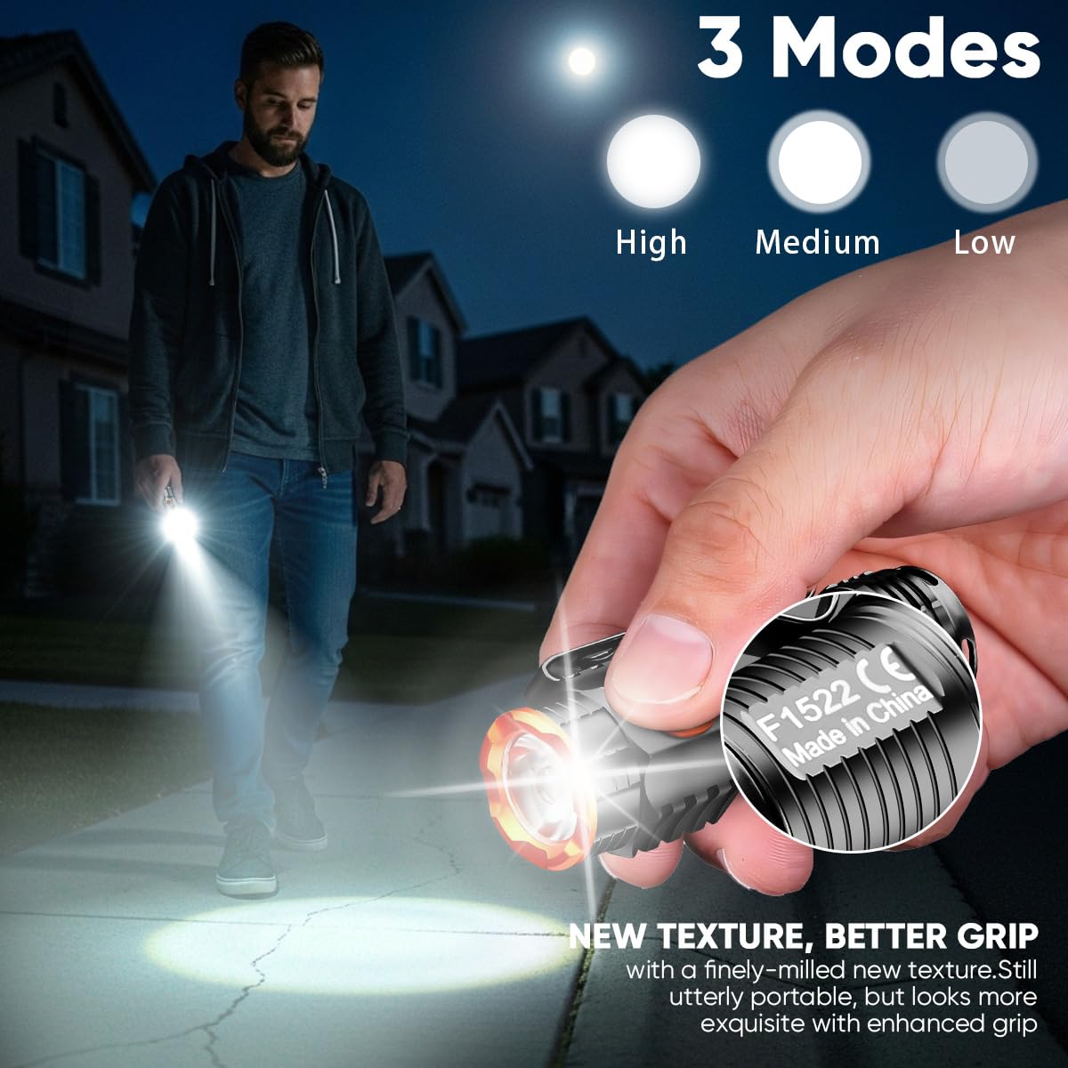 Lot de 2 lampes de poche rechargeables EDC 800 lumens, ultra lumineuses, compactes, étanches et magnétiques, idéales pour le camping, la randonnée, l'extérieur et l'utilisation d'urgence