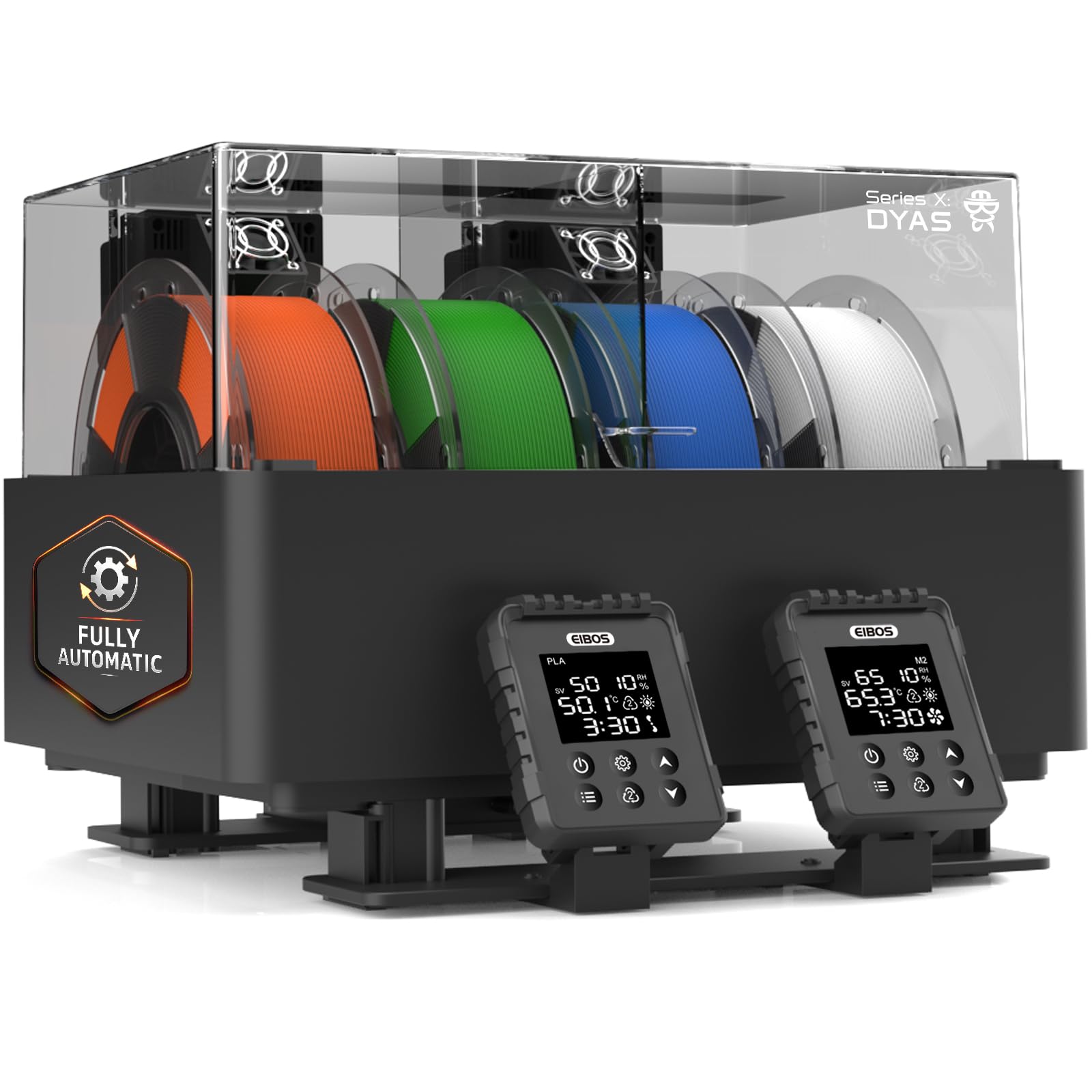 【EIBOS Official】3D-Drucker-Filamenttrockner Dyas, AMS-Heizungs-Upgrade für Bambu Lab AMS, Trocknen während des Druckens, zwei unabhängige Kammern, energiesparend, für 4 Spulen Nylon, PLA, PETG