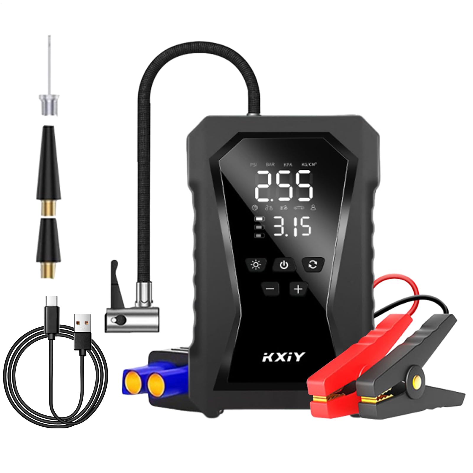 Arrancador De Batería para Coche Arrancador Batería 12V con Inflador | Arrancador De Batería 12V Con Inflador Para Neumáticos Moto, , Camping, Viaje, Aire Libre, Taller, Mantenimiento