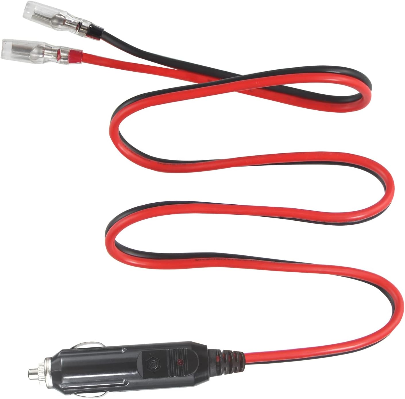 2FT 12Volt Replacement Cigarette Lighter Male Plug with Leads - Car Cigarette Lighter Male Plug to Bullet Female Terminal with Lead Cigar Plugs Power Supply Heavy Duty Cord Led Light 15Amp (2FT-1PACK)