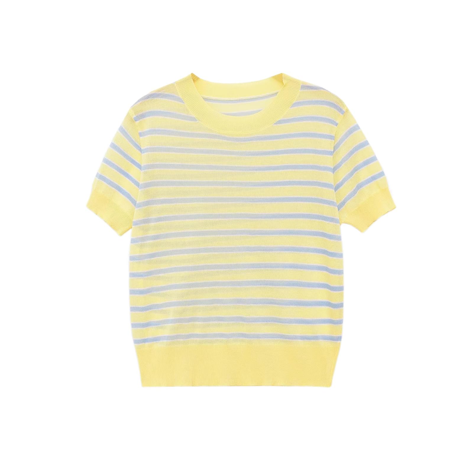 MORISTE Maglia a Righe Donna, Blusa Aderente Maniche Corte Collo Alto per Estate