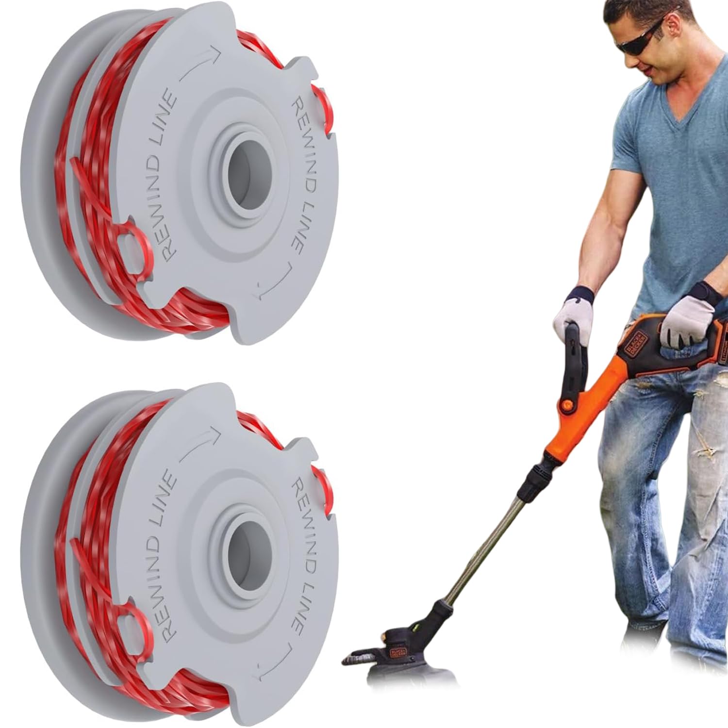 Ezranova Strimmer Spool Line, Double Autofeed Spool, Strimmer Spool for Flymo, Standard Lawn Mower Replacement Spool, Replace of FLY021,Compatible with Flymo Power/Mini/Trim Grass Trimmer