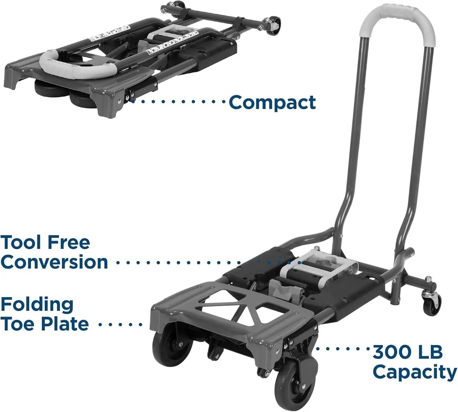 Trolleys Chariots de manutention Diable et Chariot Pliable Multi-Positions, 300 LB. Capacité Poids, Rose